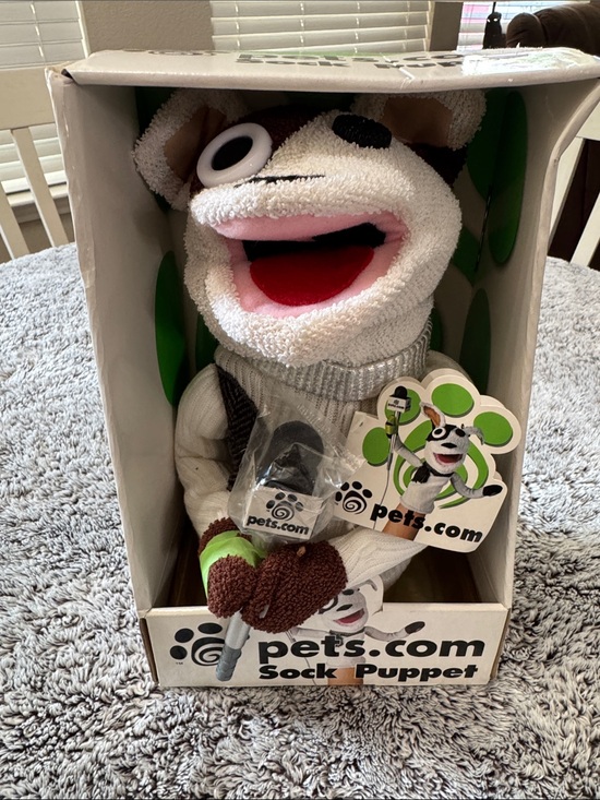 Pets.Com Sock Puppet Interview Dog Collectible Vintage New in Box Plush Rare